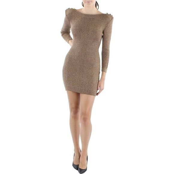 Retrofete FW22-5718 Women's Sz M Gold Avenue Metallic Rib Knit Mini Dress $325 - Picture 10 of 11